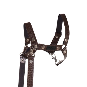 Skippi Halfter für Hobby Horse - Kunstleder, Schlangenoptik - Braun