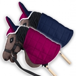 SKIPPI Wendbare Decke und Fliegenhaube für Hobby Horse - Fuchsia und Marineblau
