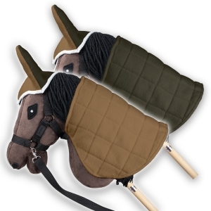 SKIPPI Wendbare Decke und Fliegenhaube für Hobby Horse - Beige und Olivgrün