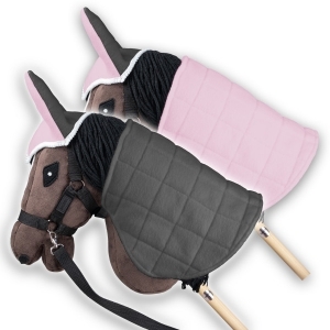 SKIPPI Wendbare Decke und Fliegenhaube für Hobby Horse - Rosa und Grau